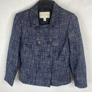 Banana Republic Double breasted navy tweed blazer